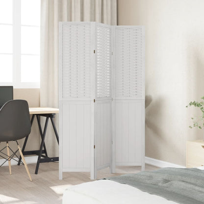 vidaXL Room Divider 3 Panels White Solid Wood Paulownia