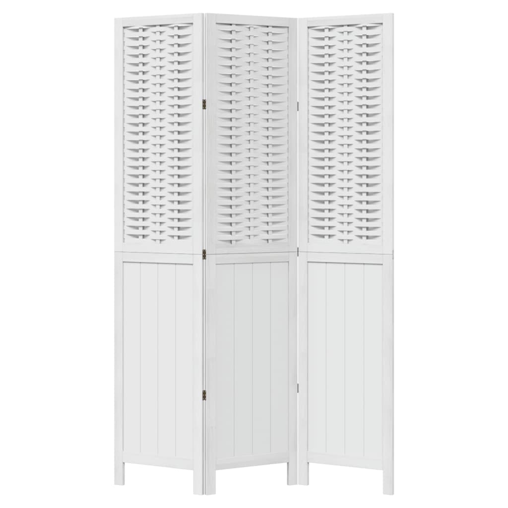 vidaXL Room Divider 3 Panels White Solid Wood Paulownia