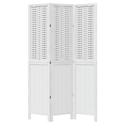 vidaXL Room Divider 3 Panels White Solid Wood Paulownia