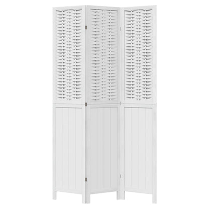 vidaXL Room Divider 3 Panels White Solid Wood Paulownia