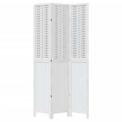 vidaXL Room Divider 3 Panels White Solid Wood Paulownia