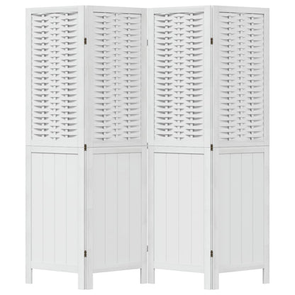 vidaXL Room Divider 4 Panels White Solid Wood Paulownia