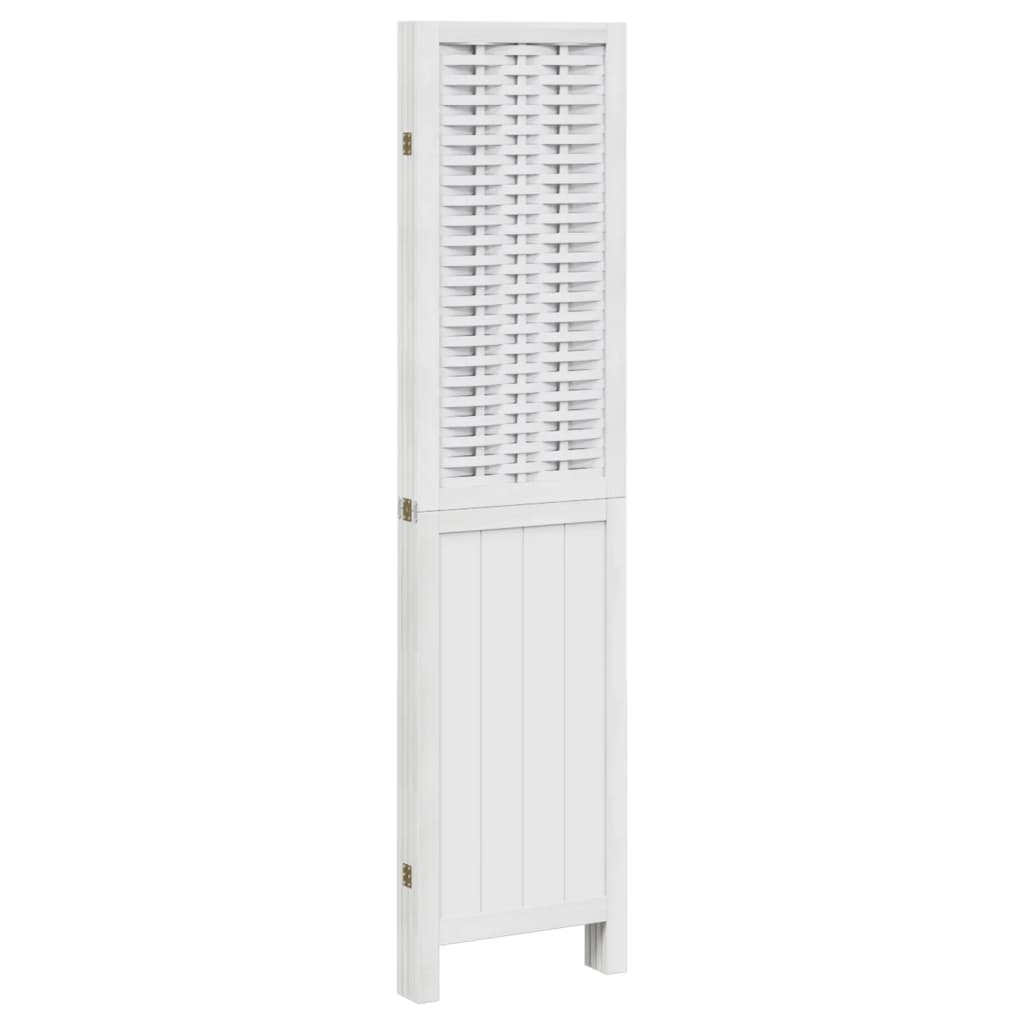vidaXL Room Divider 4 Panels White Solid Wood Paulownia