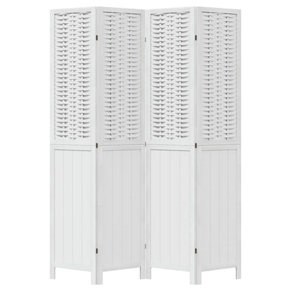 vidaXL Room Divider 4 Panels White Solid Wood Paulownia