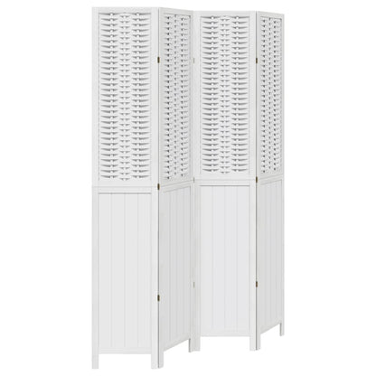 vidaXL Room Divider 4 Panels White Solid Wood Paulownia