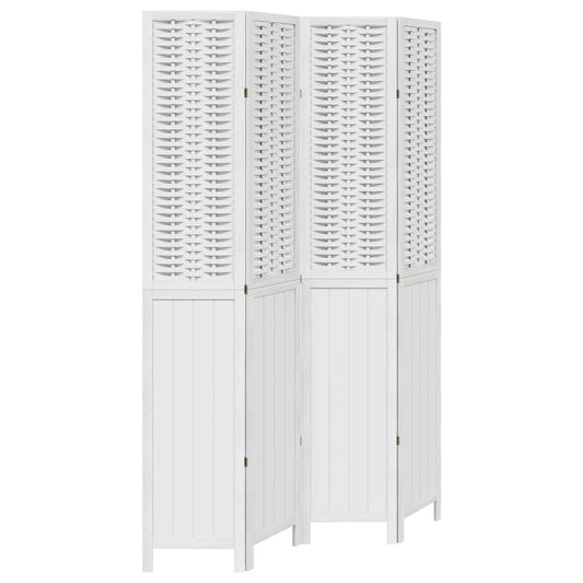 vidaXL Room Divider 4 Panels White Solid Wood Paulownia