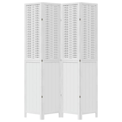 vidaXL Room Divider 4 Panels White Solid Wood Paulownia