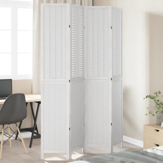 vidaXL Room Divider 4 Panels White Solid Wood Paulownia