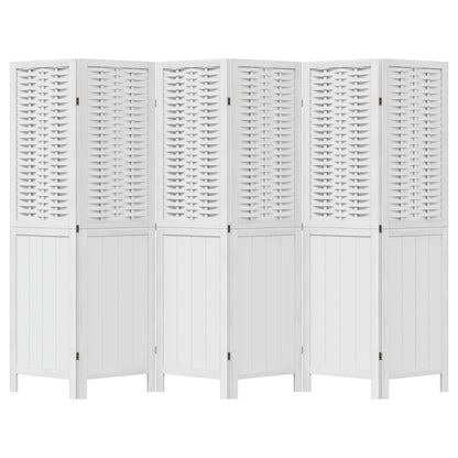 vidaXL Room Divider 6 Panels White Solid Wood Paulownia