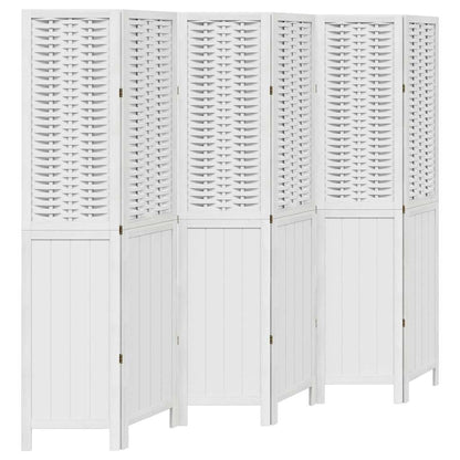 vidaXL Room Divider 6 Panels White Solid Wood Paulownia