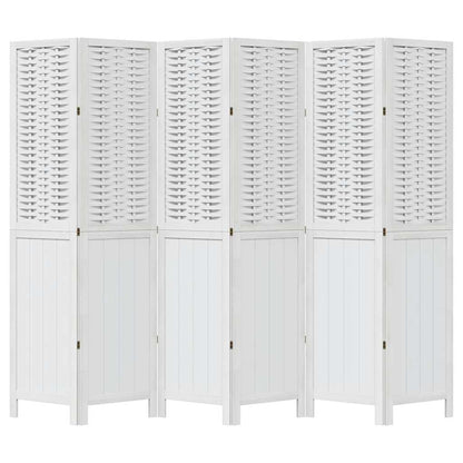vidaXL Room Divider 6 Panels White Solid Wood Paulownia