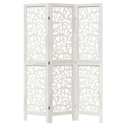 vidaXL Room Divider 3 Panels White Solid Wood Paulownia