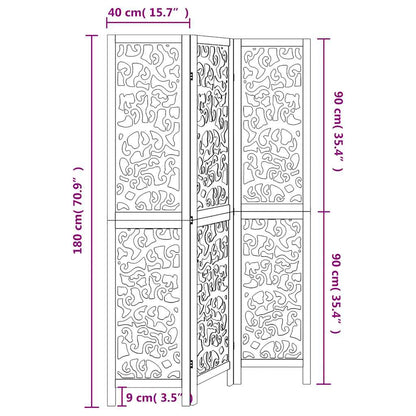 vidaXL Room Divider 3 Panels White Solid Wood Paulownia