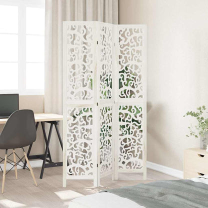 vidaXL Room Divider 3 Panels White Solid Wood Paulownia