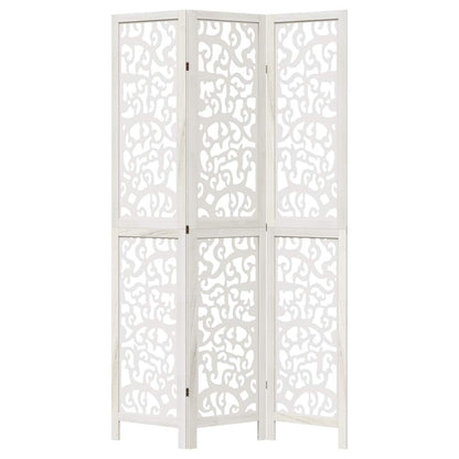 vidaXL Room Divider 3 Panels White Solid Wood Paulownia