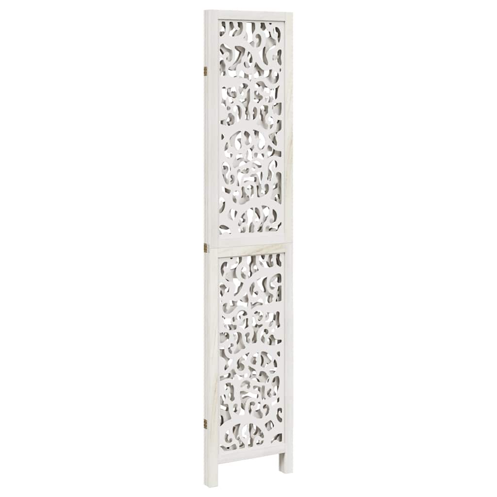 vidaXL Room Divider 3 Panels White Solid Wood Paulownia