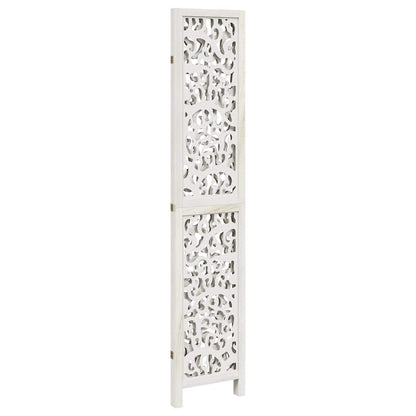 vidaXL Room Divider 3 Panels White Solid Wood Paulownia