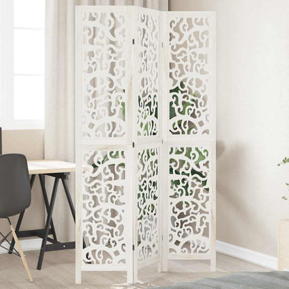 vidaXL Room Divider 3 Panels White Solid Wood Paulownia