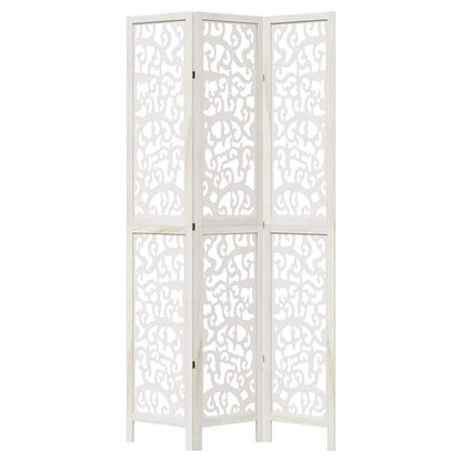 vidaXL Room Divider 3 Panels White Solid Wood Paulownia