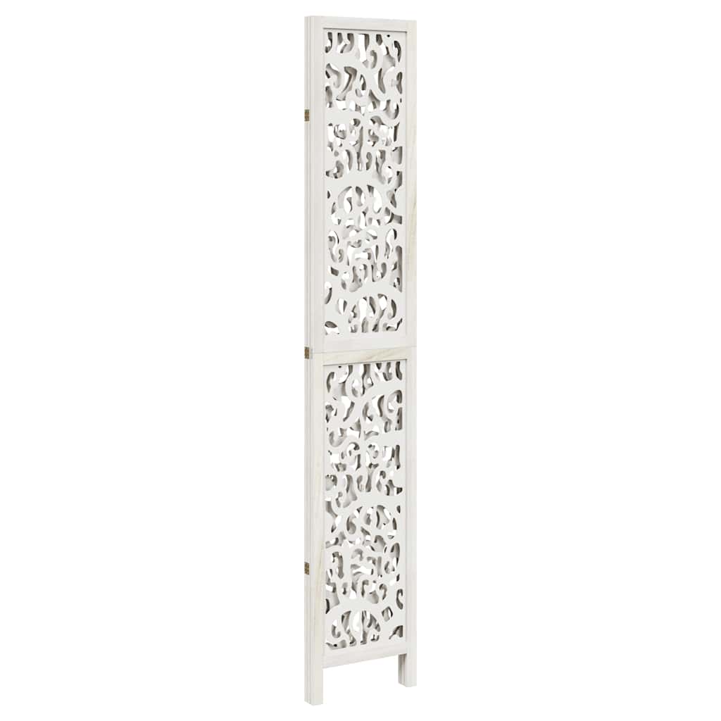 vidaXL Room Divider 3 Panels White Solid Wood Paulownia