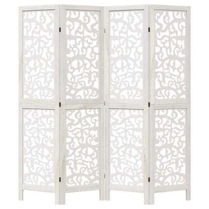 vidaXL Room Divider 4 Panels White Solid Wood Paulownia