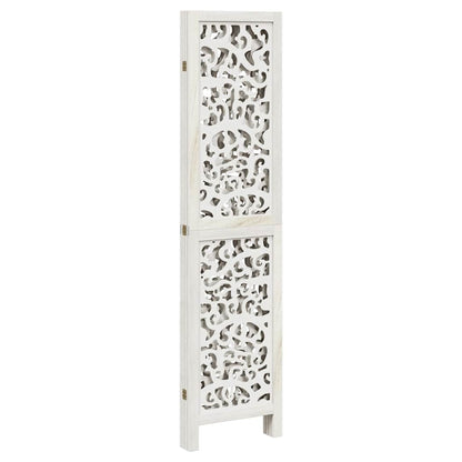 vidaXL Room Divider 4 Panels White Solid Wood Paulownia