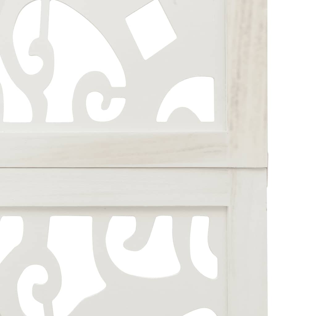 vidaXL Room Divider 4 Panels White Solid Wood Paulownia