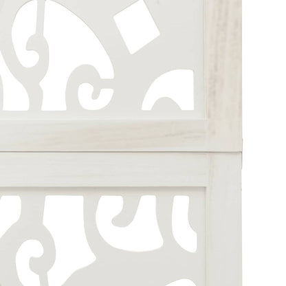 vidaXL Room Divider 4 Panels White Solid Wood Paulownia