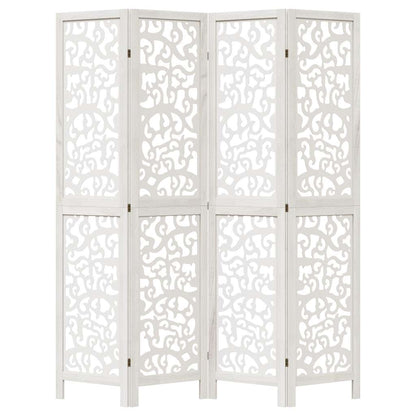 vidaXL Room Divider 4 Panels White Solid Wood Paulownia