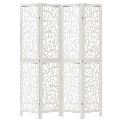 vidaXL Room Divider 4 Panels White Solid Wood Paulownia