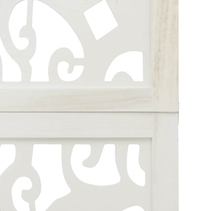 vidaXL Room Divider 4 Panels White Solid Wood Paulownia