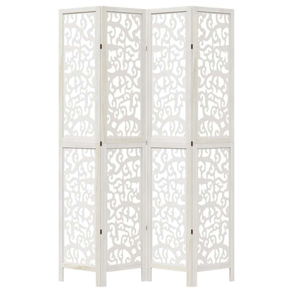 vidaXL Room Divider 4 Panels White Solid Wood Paulownia