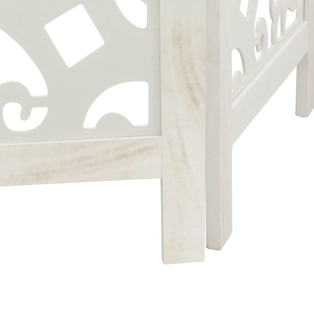 vidaXL Room Divider 4 Panels White Solid Wood Paulownia