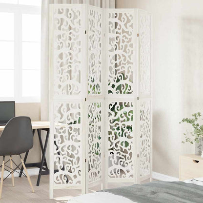 vidaXL Room Divider 4 Panels White Solid Wood Paulownia