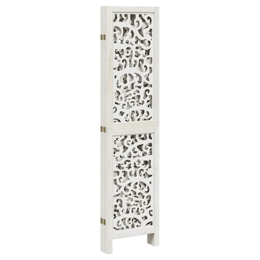 vidaXL Room Divider 5 Panels White Solid Wood Paulownia