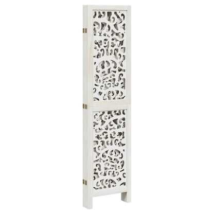 vidaXL Room Divider 5 Panels White Solid Wood Paulownia
