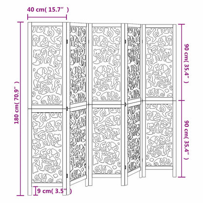 vidaXL Room Divider 5 Panels White Solid Wood Paulownia