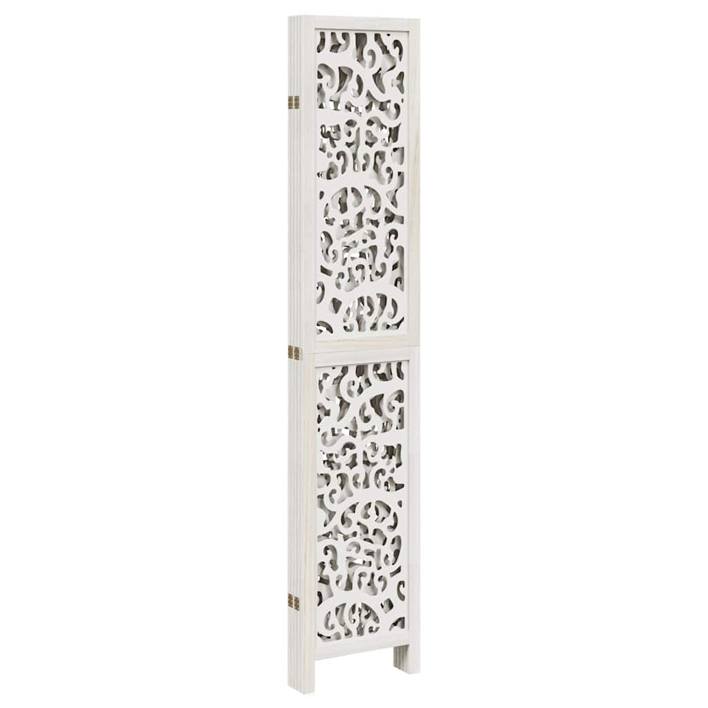 vidaXL Room Divider 5 Panels White Solid Wood Paulownia