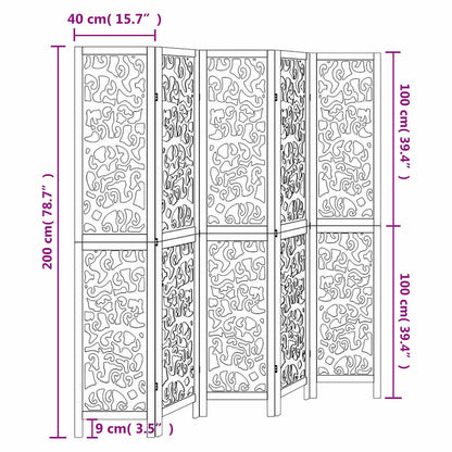 vidaXL Room Divider 5 Panels White Solid Wood Paulownia