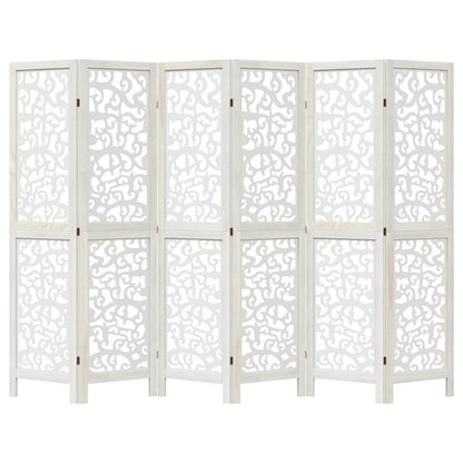vidaXL Room Divider 6 Panels White Solid Wood Paulownia