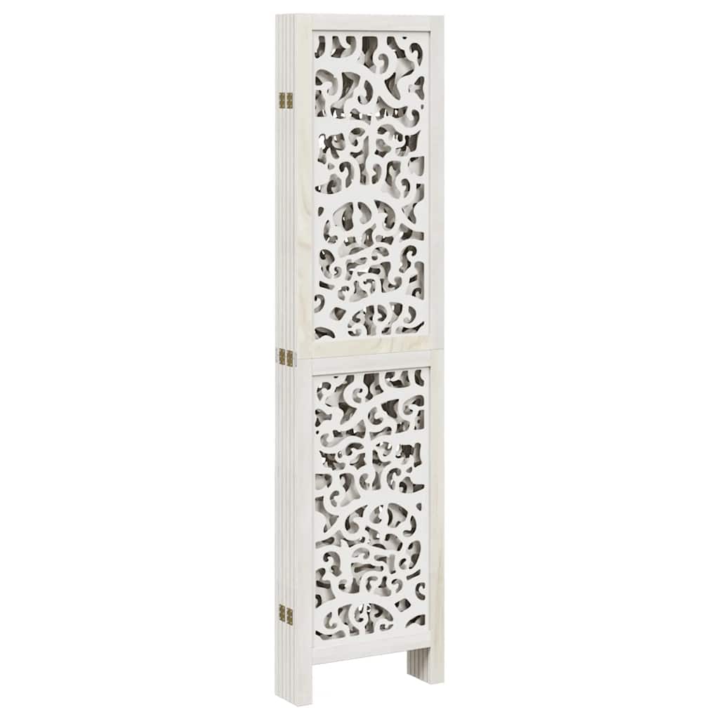 vidaXL Room Divider 6 Panels White Solid Wood Paulownia