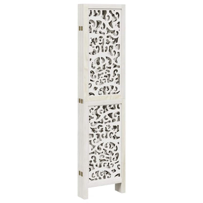 vidaXL Room Divider 6 Panels White Solid Wood Paulownia