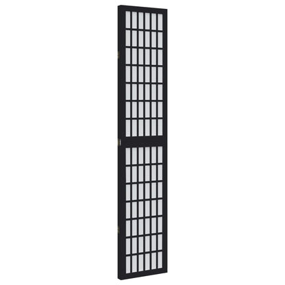 vidaXL Room Divider 3 Panels Black Solid Wood Paulownia
