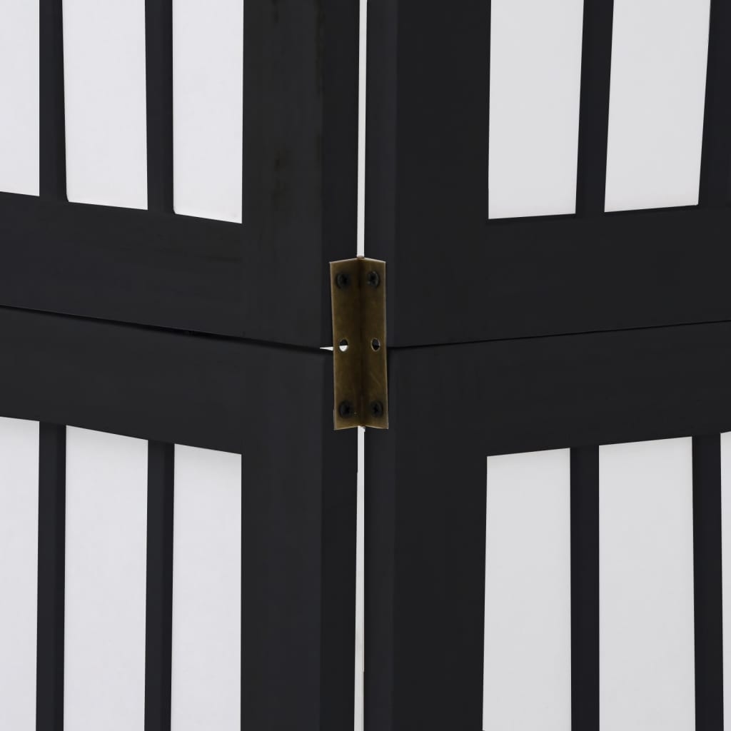 vidaXL Room Divider 3 Panels Black Solid Wood Paulownia