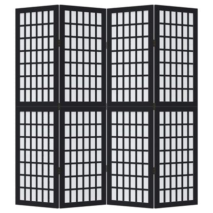 vidaXL Room Divider 4 Panels Black Solid Wood Paulownia