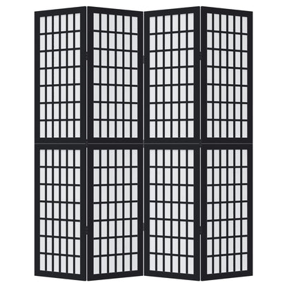 vidaXL Room Divider 4 Panels Black Solid Wood Paulownia
