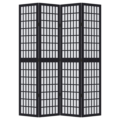 vidaXL Room Divider 4 Panels Black Solid Wood Paulownia