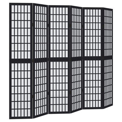 vidaXL Room Divider 6 Panels Black Solid Wood Paulownia