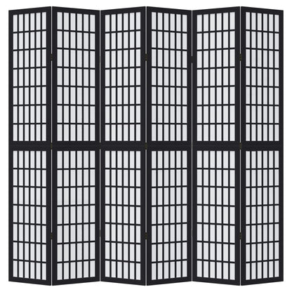 vidaXL Room Divider 6 Panels Black Solid Wood Paulownia