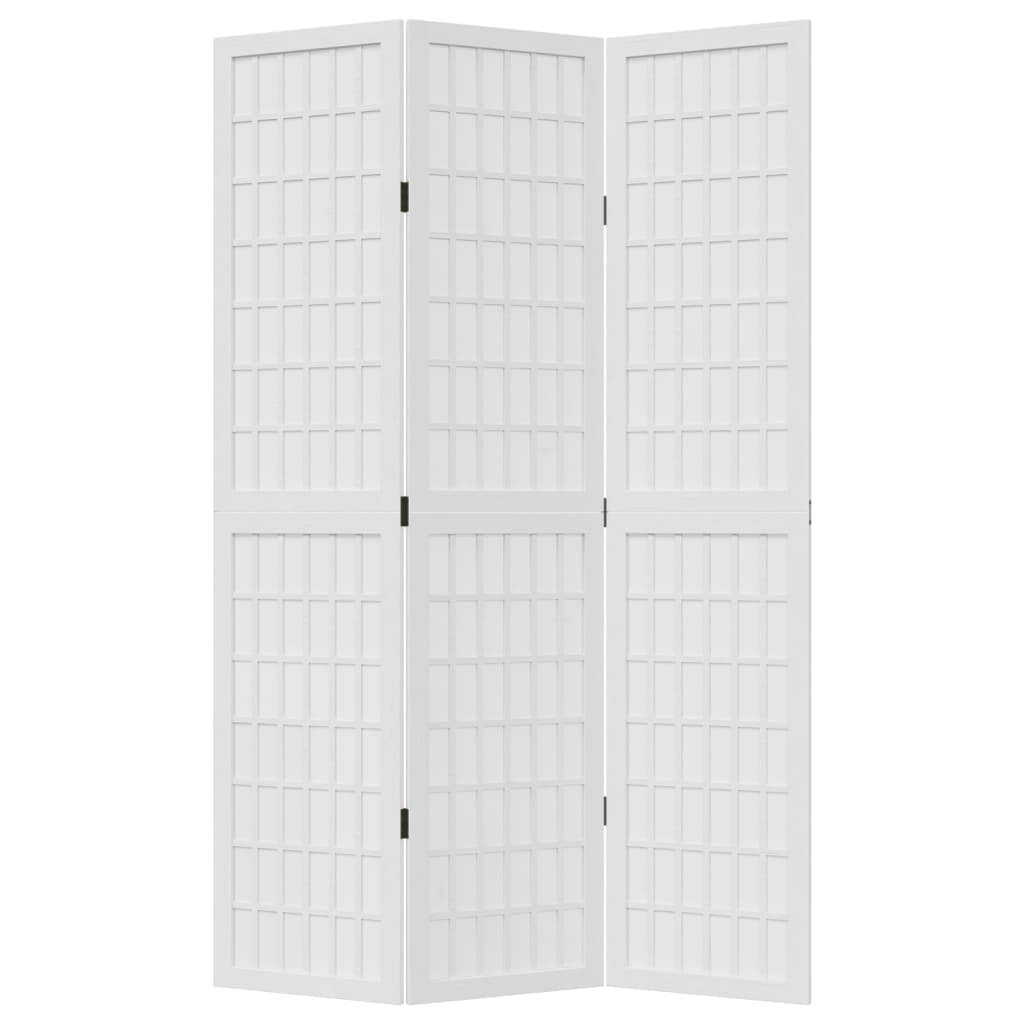 vidaXL Room Divider 3 Panels White Solid Wood Paulownia